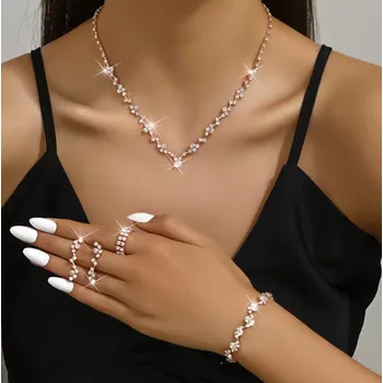 Souprava šperků B-TOP Jemná 4-dílná souprava Drahokam - růžově pozlacená