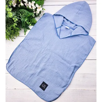 Kulišárny Mušelínové plážové pončo s kapucí POWDER BLUE věkové rozmezí: 1-3 roky - 40cm
