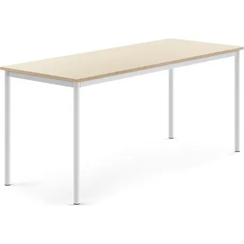 Jídelní stůl Stůl BORÅS, 1800x700x760 mm, bílé nohy, HPL deska, bříza