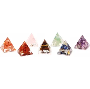 Drahý kámen Magieprirody.cz Orgonitové pyramidy čakrové se symboly - sada 7 ks 2x2 cm #OR014