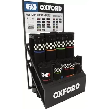 Motodoplněk prezentační stojan na koberce pod motorku a vstupní rohožky, OXFORD (ŠxHL = 800x800 mm)