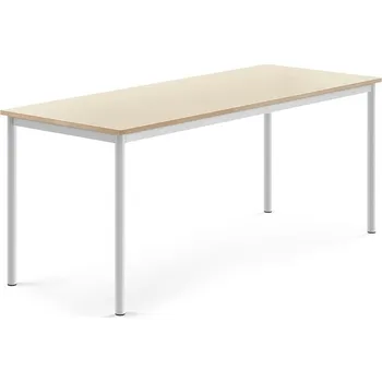 Jídelní stůl Stůl BORÅS, 1800x700x720 mm, bílé nohy, HPL deska, bříza