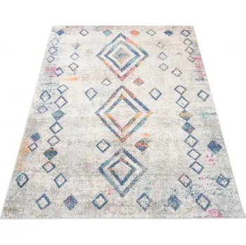 Koberec Makro Abra Kusový koberec DENVER G025A Moderní geometrický bílý modrý Rozměr: 80x150 cm