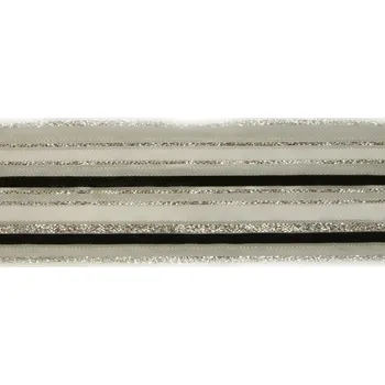 Stuha Plátnová stuha s monofilem, metaloplastem a drátem 40 mm, stříbrná