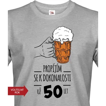 Pánské tričko Propíjím se k dokonalosti, už 50 let, Barva Tmavý melír, Velikost 4XL, Canvas Pánské tričko s krátkým rukávem Bezvatriko.cz 2802