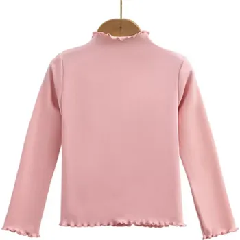 Zimní/podzimní jednobarevné dívčí tričko s dlouhým rukávem Barva: růžová (EE011613), Velikost: 140