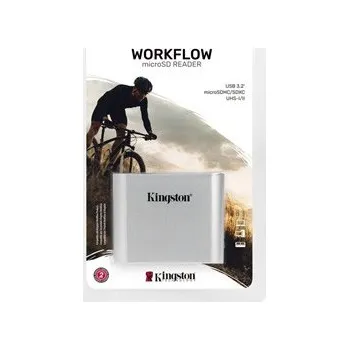 Čtečka čárových kódů Kingston čtečka paměťových karet USB (3.2), Workflow Dual-Slot microSDHC/SDXC UHS-II, micro SD, externí, stříbrná