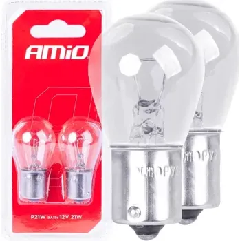 Autodoplněk AMIO Halogenové žárovky P21W BA15s 12V 2ks blistr