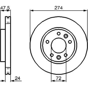 Brzdový kotouč BOSCH Brzdový kotouč větraný Ø274mm 0 986 479 013