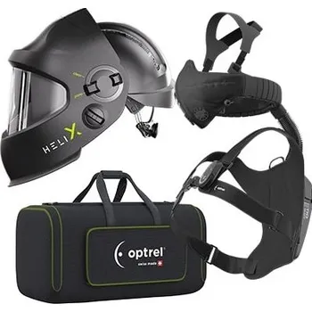 Svářečská kukla Set RTW svářecí kukla Helix CLT černá + filtroventilace Swiss Air Optrel