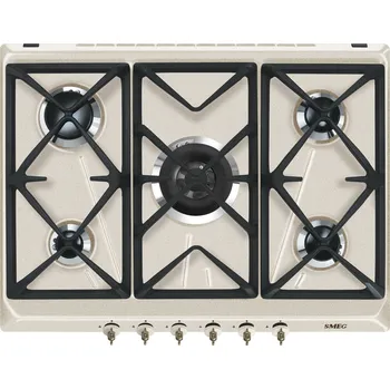 Varná deska Smeg Plynová varná deska Coloniale s 5 varnými zónami, 70/75 cm, SRV876, světle krémová SRV876AVOGH2