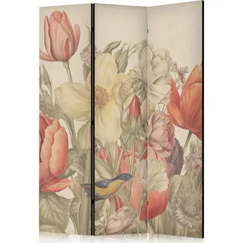 Paraván Paraván - Kytice s tulipány - barevné květiny na světlém pozadí - ilustrace Velikost: 135x172 cm, Provedení: Jednostranný