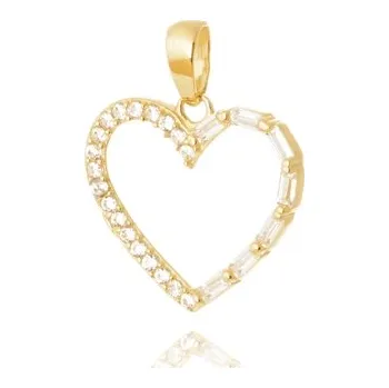 Přívěsek Zlatý přívěšek srdce ze žlutého zlata se zirkony ZZ1273F + dárek zdarma