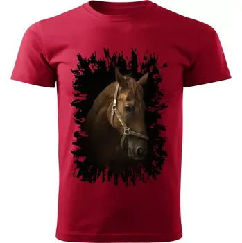 Pánské tričko Pánské tričko s koněm , kůň vzor 457 červené 3XL (Pánské trička s koňskou hlavou , koněm , koňmi , kůň)