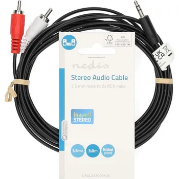 Audio kabel Kabel 3.5mm jack / 2xCINCH 3m CAGL22200BK30 Nedis