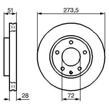 Brzdový kotouč BOSCH Brzdový kotouč větraný Ø274mm 0 986 479 016