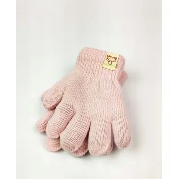 Rukavice Pletené jednobarevné rukavice světle růžové, Velikost 15 cm