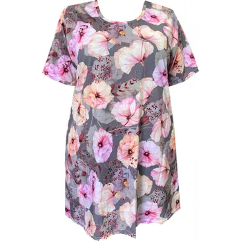 Dámské tričko Tunika bavlněná s kapsami / maxitriko (mák-šedá) - v nadměrné velikosti 3382