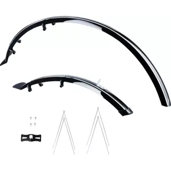 Blatník na kolo sada blatníků přední/zadní HYBRID pro použití na kola/pneumatiky 700C, OXFORD (černé, šířka 56 mm, včetně kotevních vzpěr)