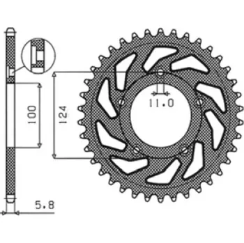 Řetězová sada pro motocykl ocelová rozeta pro sekundární řetězy typu 520, SUNSTAR (47 zubů)
