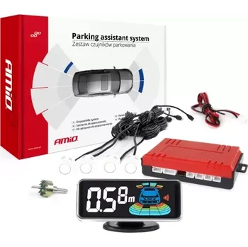 Parkovací asistent AMIO Asistenty parkování LED-GRAF 3D 4-senzorové bílé