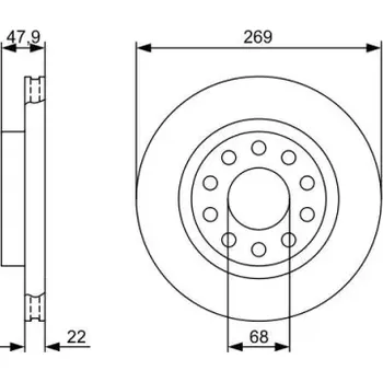 Brzdový kotouč BOSCH Brzdový kotouč větraný Ø269mm 0 986 479 366