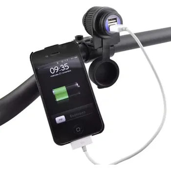 Elektrická zásuvka QTECH dvojitá USB zásuvka s uchycením na řídítka