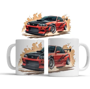 Hrnek JDM čevené auto závodní driftující - Růžová