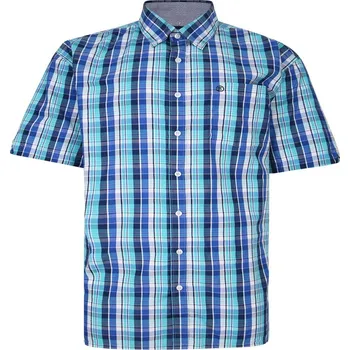 Pánská košile Pánská kostkovaná košile s krátkým rukávem v nadměrné velikosti 2341