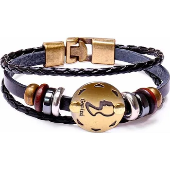 Náramek Náramek kožený pro znamení Blíženci obvod cca 19,5 cm