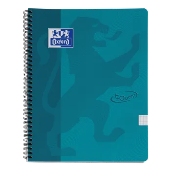 Blok spirálový Oxford Nordic Touch A4+, 70 listů, čtverečkovaný, tyrkysový