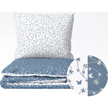 Povlečení Bavlněné povlečení - modří a bílí motýlci - vende 140x200+70x90