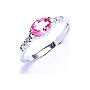 Prsten Stříbrný prsten čiré zirkony a pink zirkon - VR237 (Stříbrný prsten se zirkony)