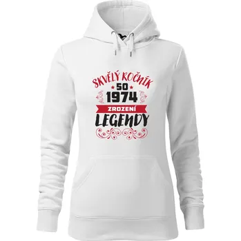 Dámská mikina DOBRÝ TRIKO Dámská mikina s potiskem Zrození legendy Velikost dámské mikiny: 2XL, Barva: Bílá