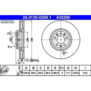 Brzdový kotouč ATE Brzdový kotouč větraný Ø330mm 24.0130-0206.1