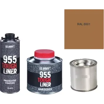 Autolak HB BODY 955 RAPTOR tough liner - 2k polyuretan textura set/báze + tužidlo + barva /RAL 8001 900ml
