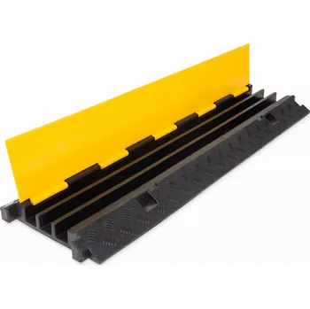 kabelová chránička Černo-žlutý gumový kabelový most s víkem - délka 100 cm, šířka 30 cm, výška 5 cm