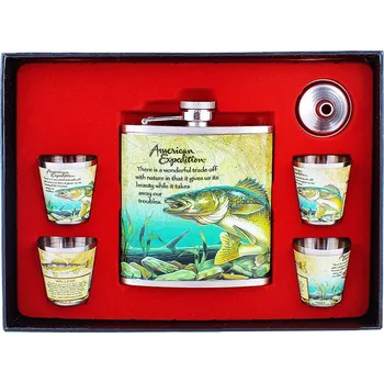 Placatka Placatka Ryba se 4 panáky (Likérka jako dárek pro muže rybáře)