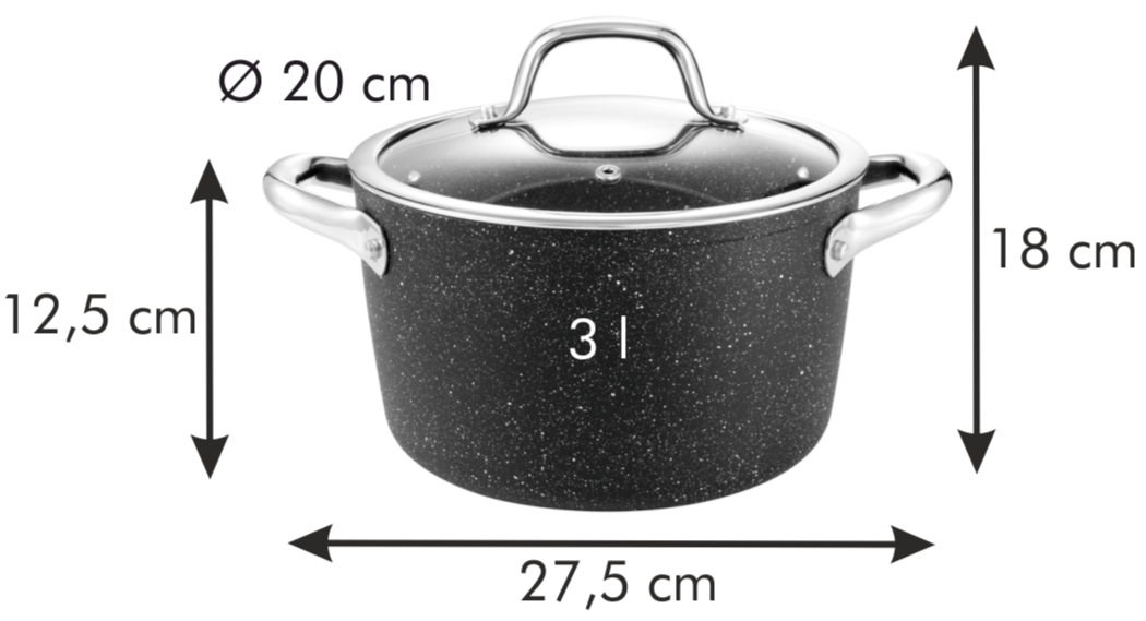 Casserole En Pierre (Revêtement) Tescoma President Stone 18 Cm - Anti-adhésif Renforcé - Compatible Induction Et Four