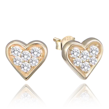 Náušnice Minet Pozlacená stříbrná souprava se srdíčkem s bílými zirkony