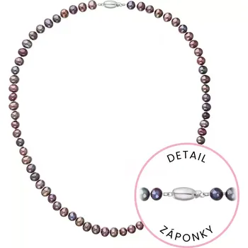 Náhrdelník Perlový náhrdelník z říčních perel se zapínáním z bílého 14 karátového zlata 822001.3/9271B dk.peacock