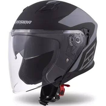 Helma na motorku přilba Jet Tech Corso, CASSIDA (černá matná/šedá, vel. XS)