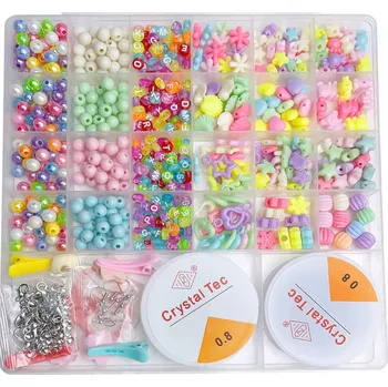 Dřevěná hračka Kreativní sada korálků na výrobu šperků vlákna korálky