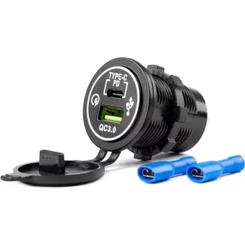 AMIO nabíječka USB+USB-C 12/24V MOD-08