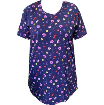 Dámské tričko Tunika bavlněná s kapsami / maxitriko (luční kvítí) - v nadměrné velikosti 3382