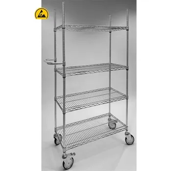 Antistatický chromovaný vozík, 4 police, v x š x h: 1760x1220x460 mm