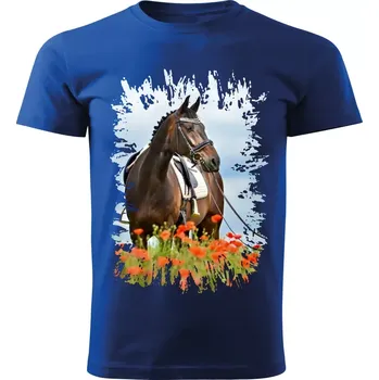 Pánské tričko Pánské tričko s koněm , kůň vzor 456 modré XXL (Pánské trička s koňskou hlavou , koněm , koňmi , kůň)