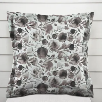 Povlak na polštářek Dekorační povlak na polštář s lemem Rongo RGP-504 Hnědé popínavé lístky na bílém 50 x 60 cm