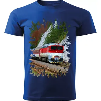 Chlapecké tričko Dětské tričko s lokomotivou 757 004-7 modré 122 (dětské tričko s vlakem lokomotivou)