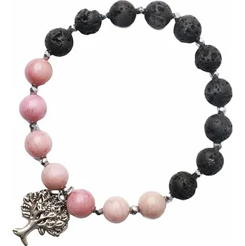 Náramek Rodonit a lávový kámen náramek se stromem života obvod cca 17 až 22 cm